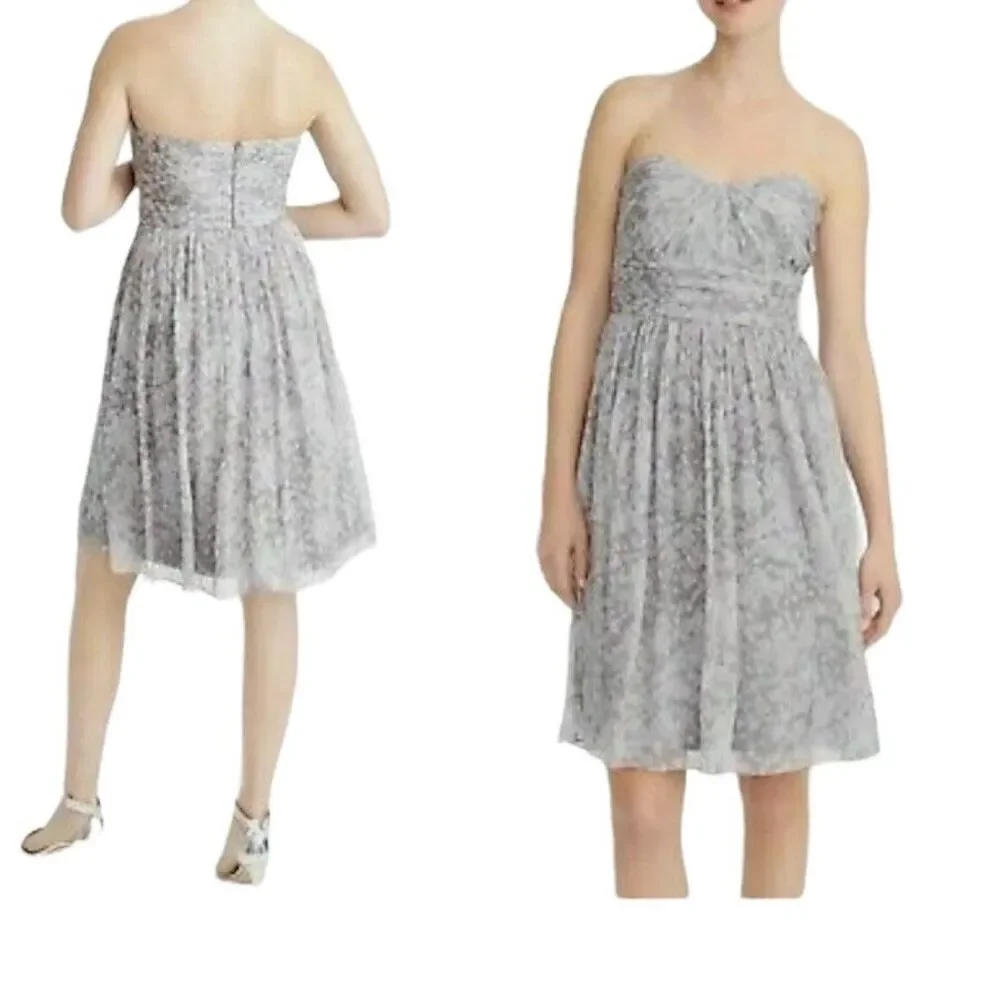 J.Crew Delia Dress Sz 00 Silk Strapless Sweetheart Wedding Guest Cocktail Bride